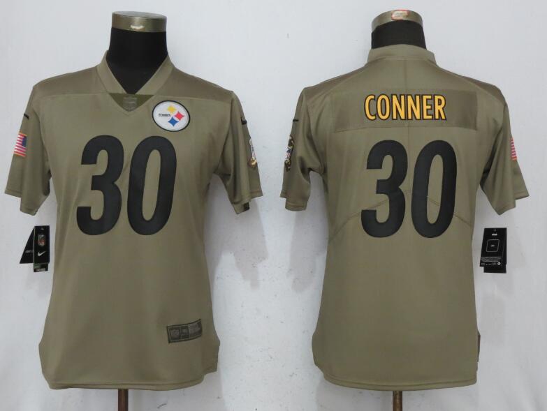 Women Pittsburgh Steelers #30 Conner Nike Olive Salute To Service Limited NFL Jerseys->->Women Jersey